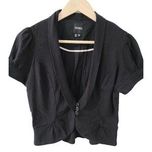 Women's XOXO Black Cropped Shacket Blouse Top, Size M